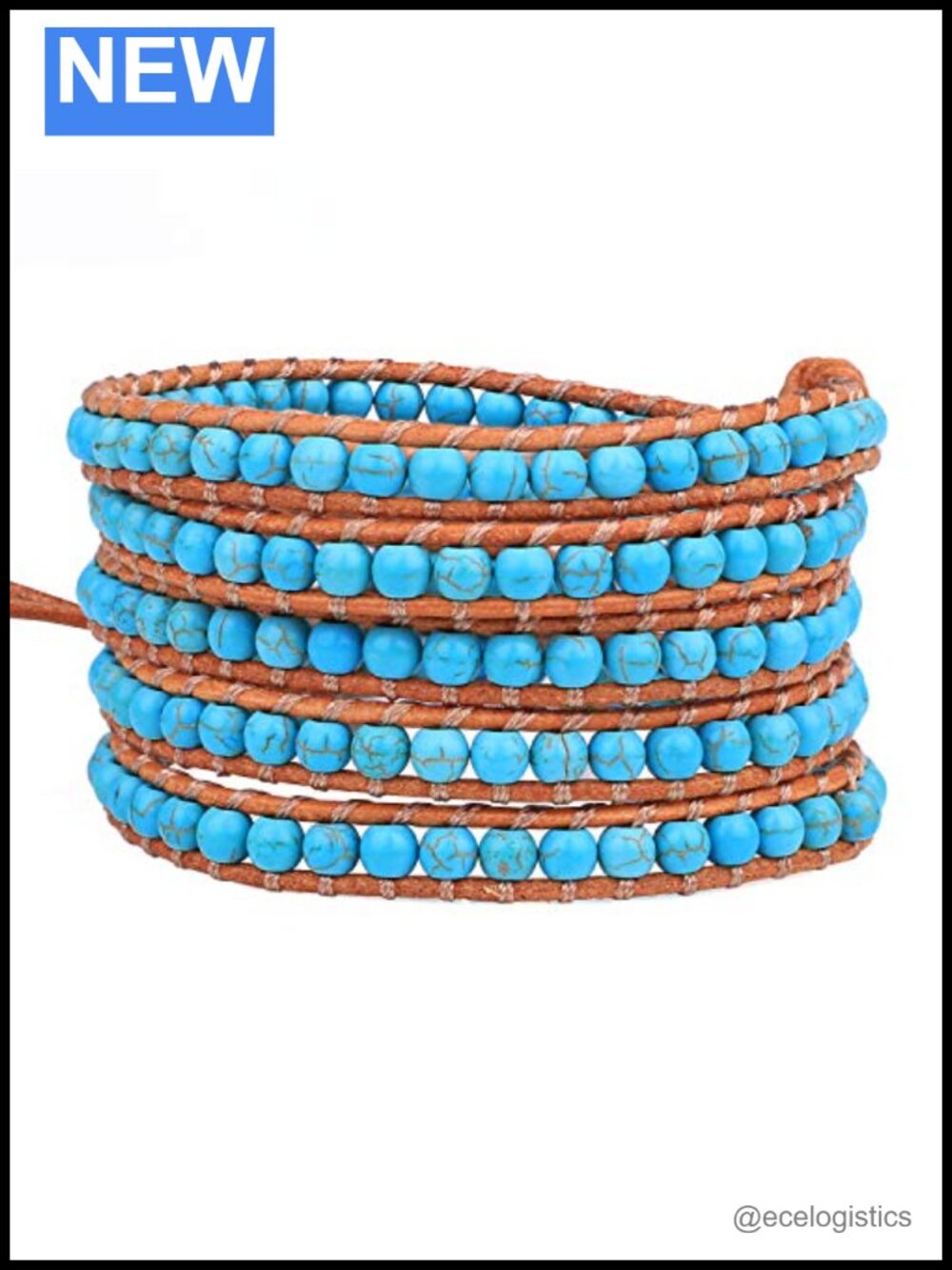 Turquoise Beaded Bracelets Handmade Leather 5 Wrap Bracelet New Wrap Jewelry
